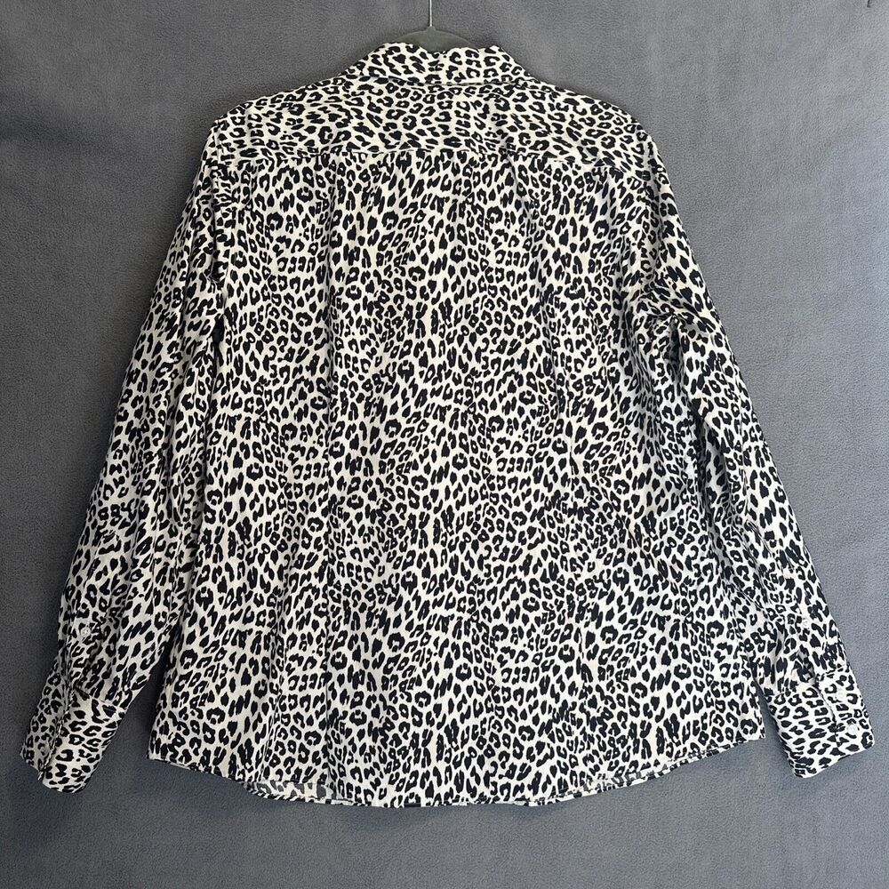 Lands End No Iron Supima Button Up Shirt Leopard Print‎ Womens Size 16 Office - Picture 3 of 7